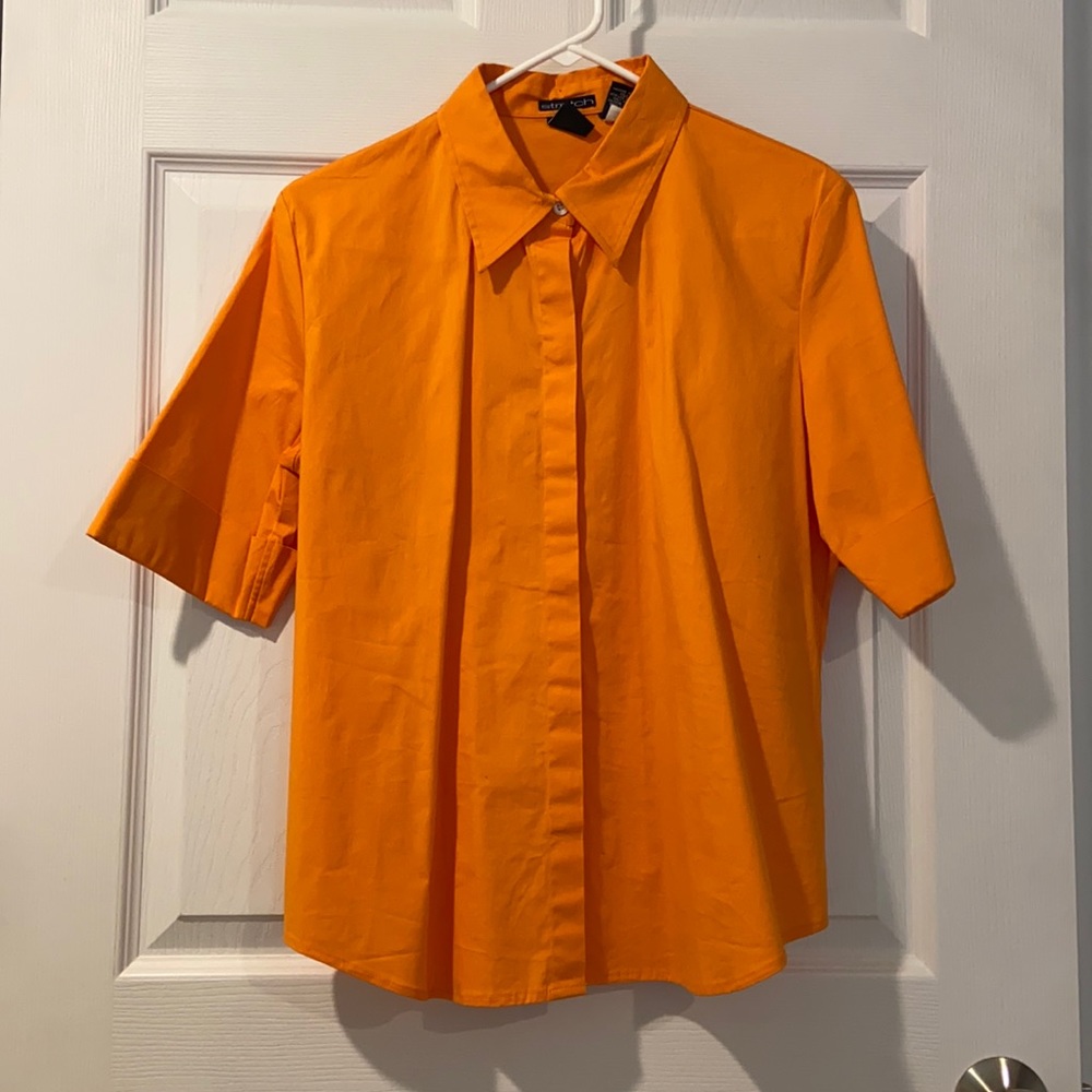Stretch Gap Vibrant Orange Button-Up Shirt Size L